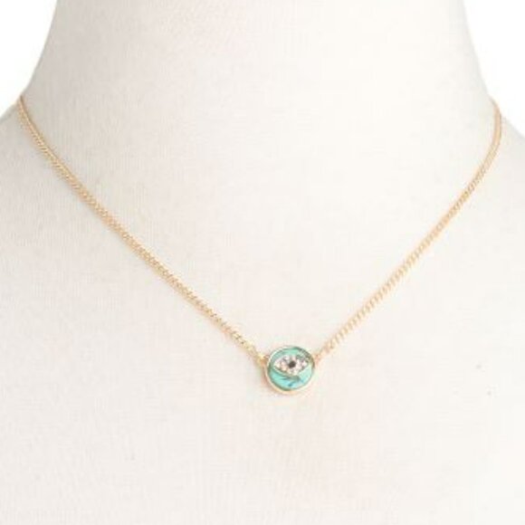 Rebecca Minkoff Turquoise & Gold Evil Eye Ward Nazar Necklace - Picture 3 of 5